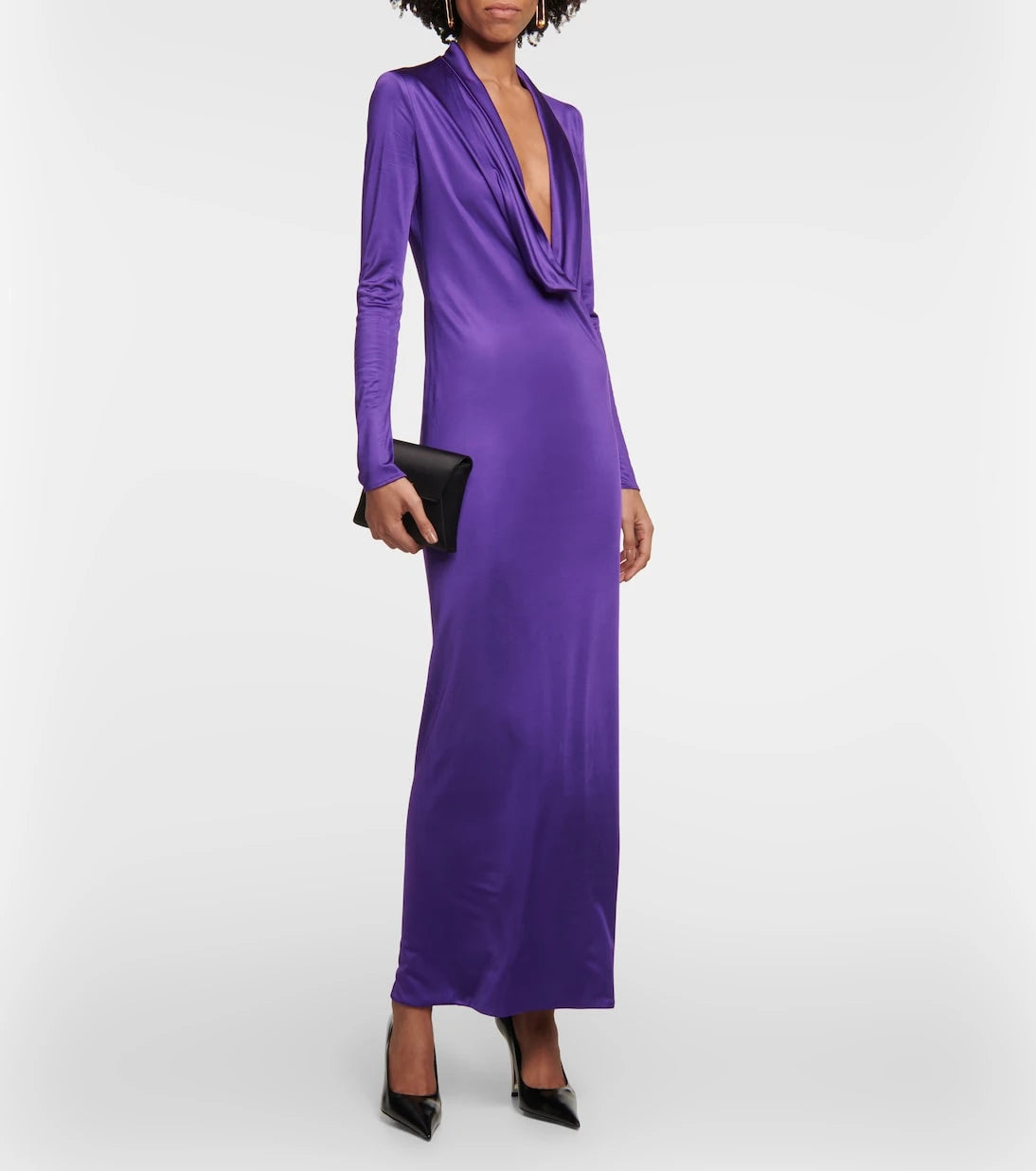 Versace - Cowl-neck draped satin gown