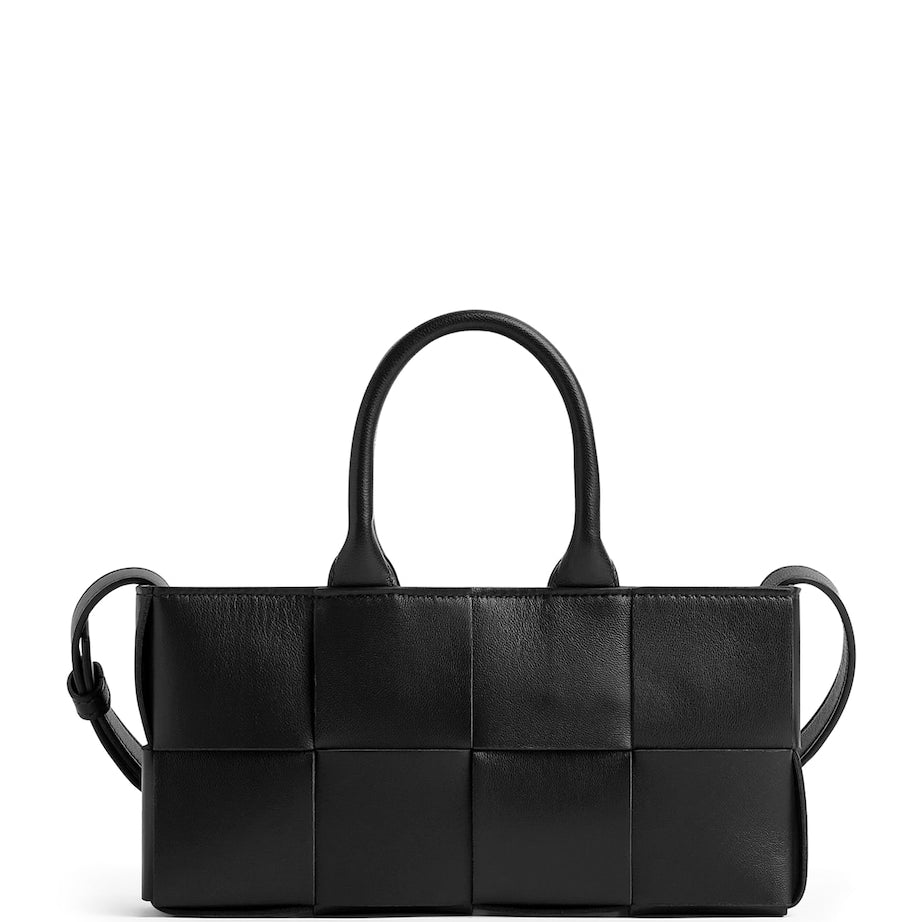 Bottega Veneta Gold Mini Leather East-West Arco Top-Handle Bag