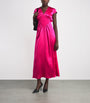 Pink Silk V-Neck Diva Maxi Dress