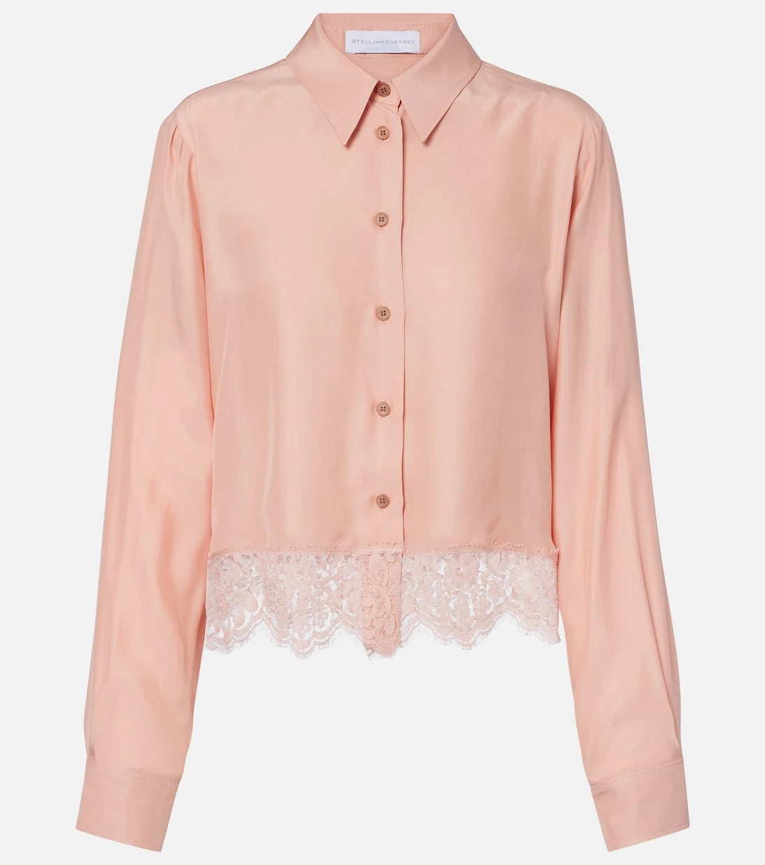 Stella McCartney - Floral lace-trimmed silk shirt