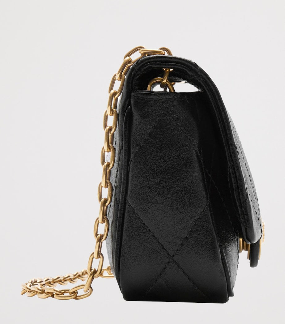 Black Leather Quilted EKD Clutch Bag