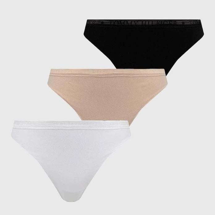 Tommy Hilfiger kadın pamuklu elastan tanga 3'lü