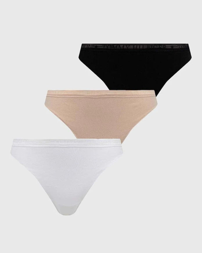 Tommy Hilfiger kadın pamuklu elastan tanga 3'lü