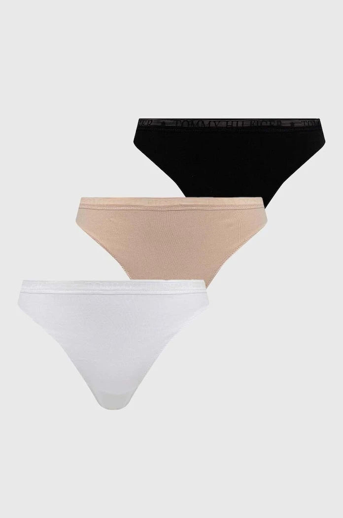 Tommy Hilfiger kadın pamuklu elastan tanga 3'lü