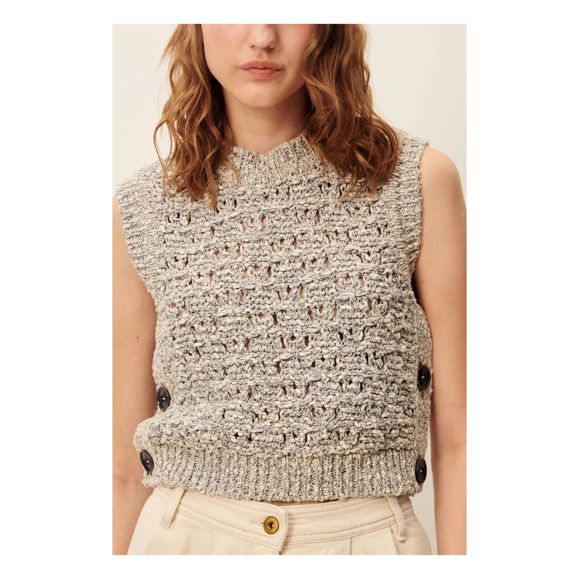 Sessùn - Maranhao Sleeveless Sweater | Grey blue