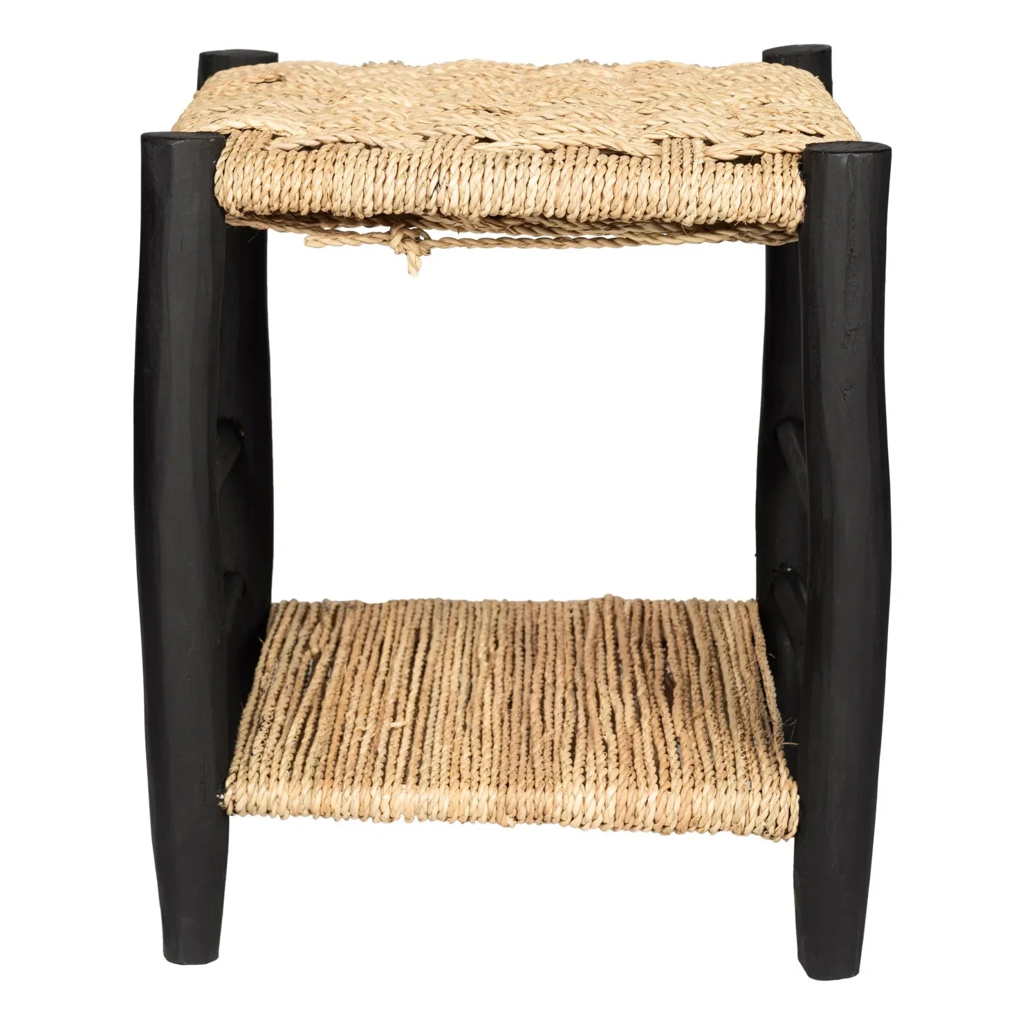 Cosydar - Palm Leaf and Painted Wood Bedside Table | Black