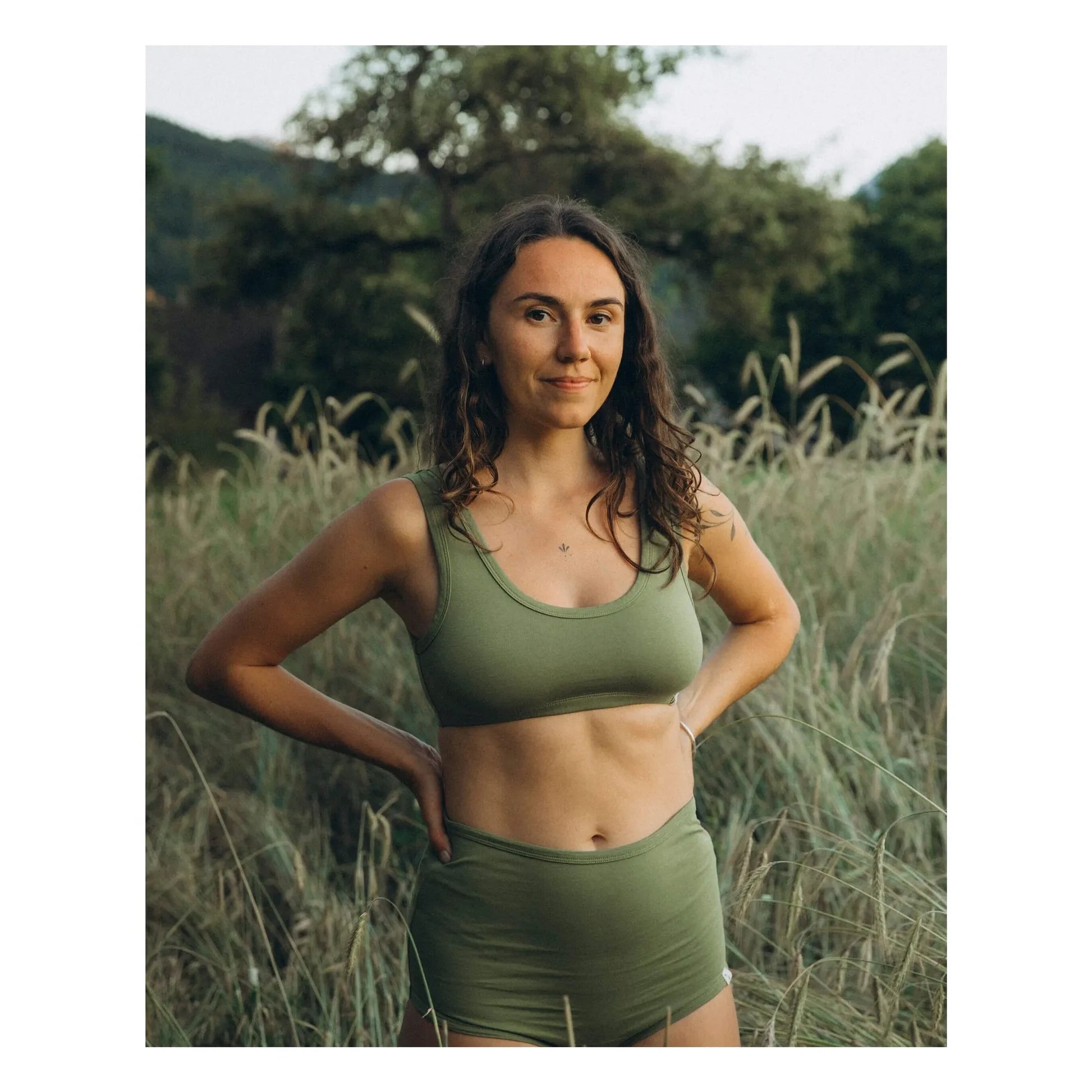 Matona - Plain organic cotton bra | Olive