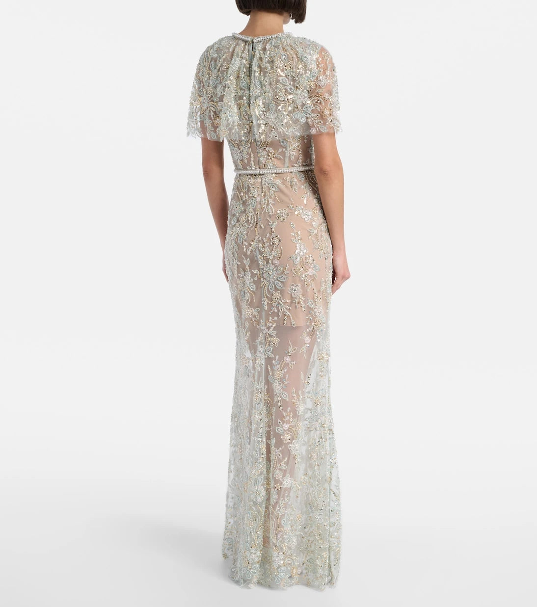 Self-Portrait - Embellished caped maxi dress
