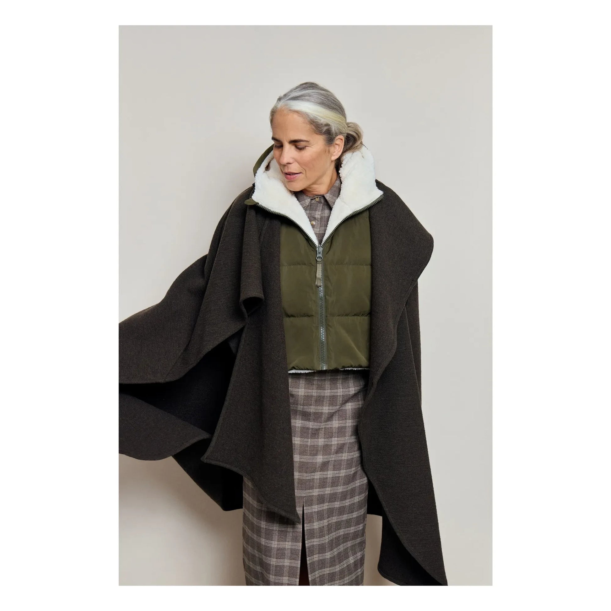 Fudoon - Shearling-effect reversible hooded jacket | Khaki