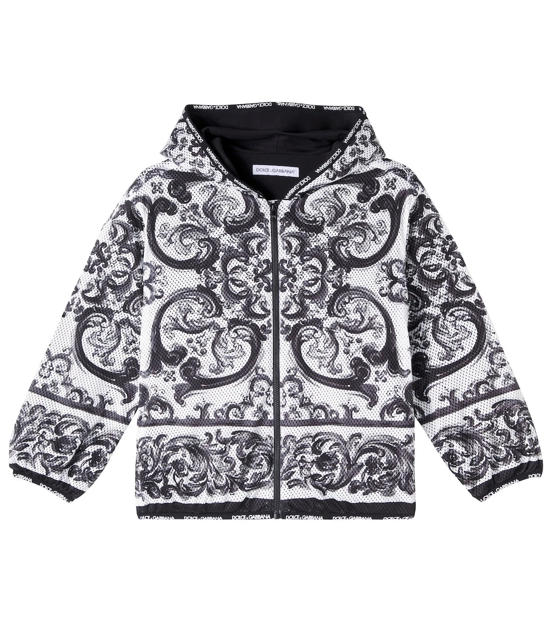 Dolce&Gabbana Kids - Majolica hooded zip-up jacket