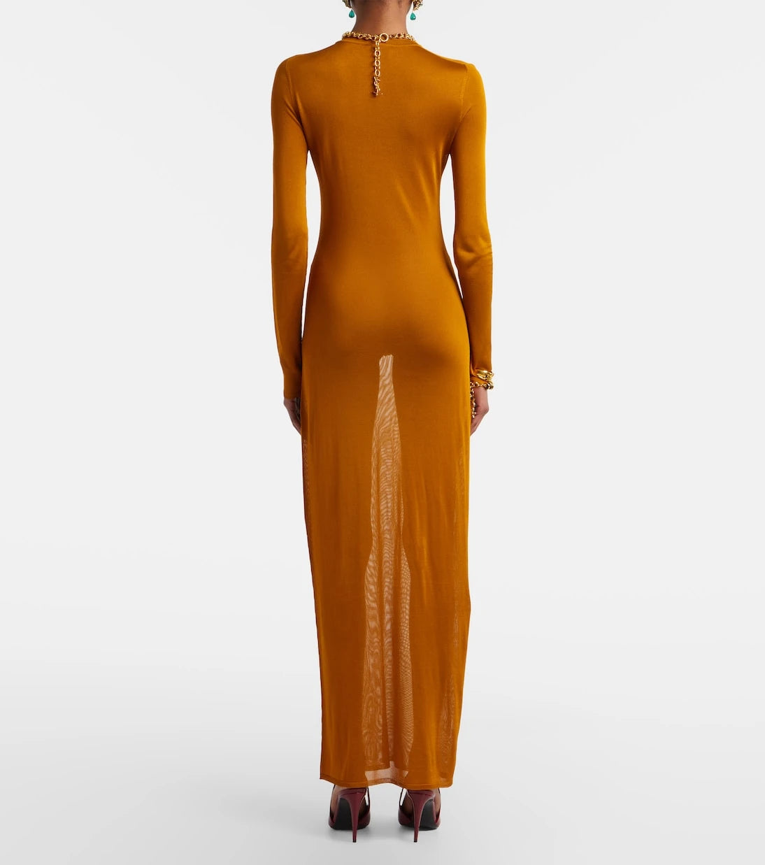 Saint Laurent - Knitted semi-sheer maxi dress
