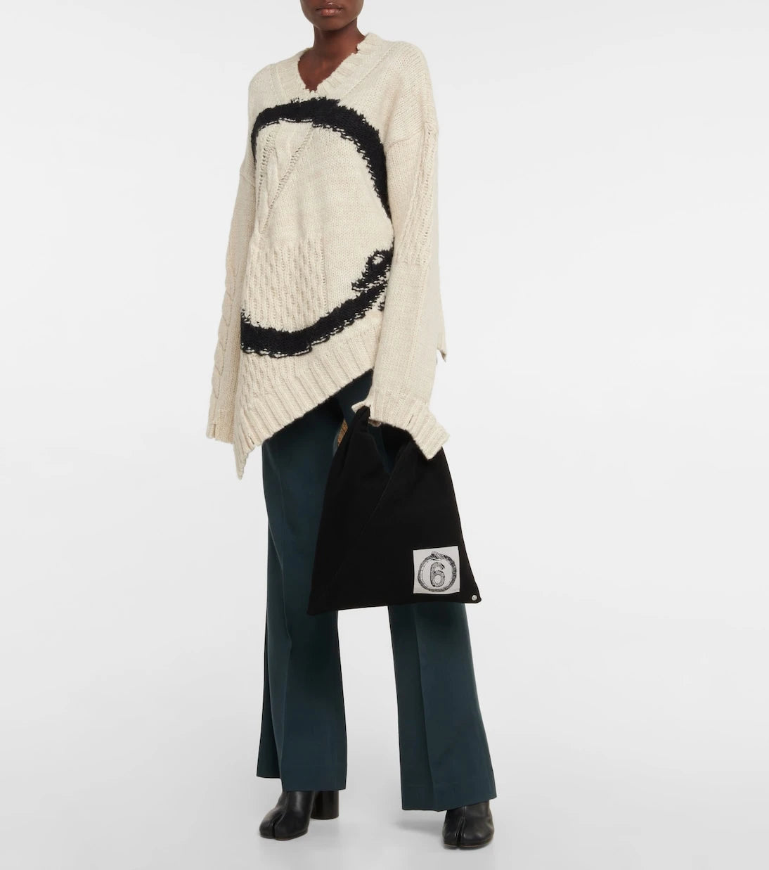 MM6 Maison Margiela - بنطلون بقصة واسعة من مزيج الصوف