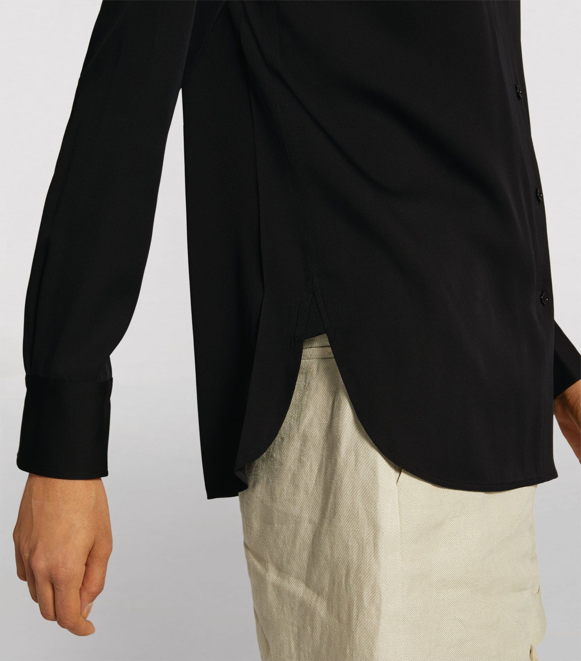 Vince Black Silk-Blend Slim-Fit Blouse