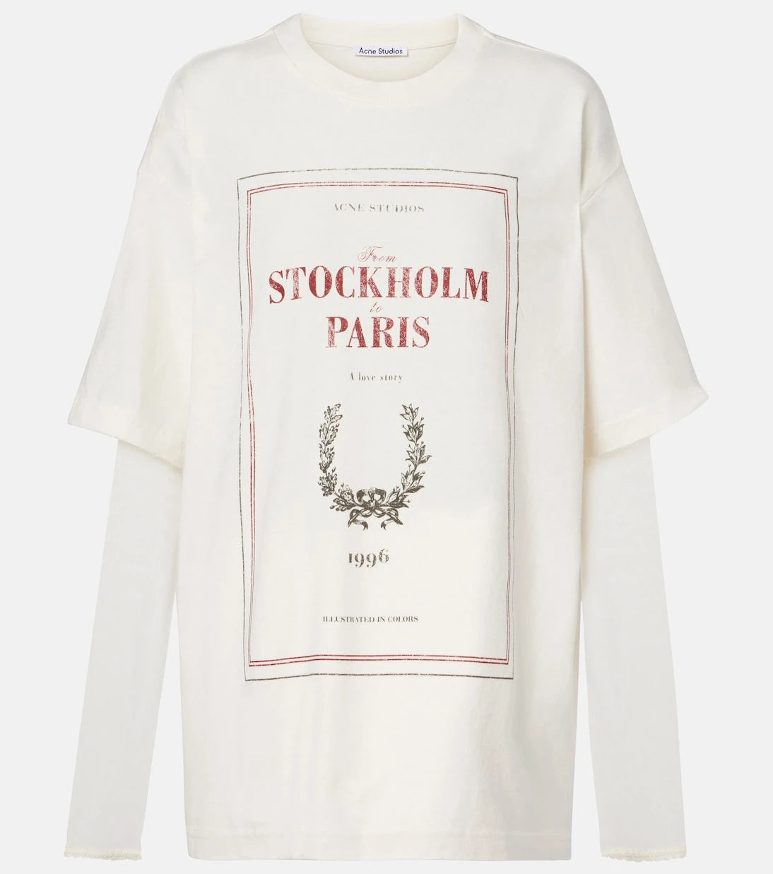 Acne Studios - تيشيرت بطبقات من القطن المطبوع
