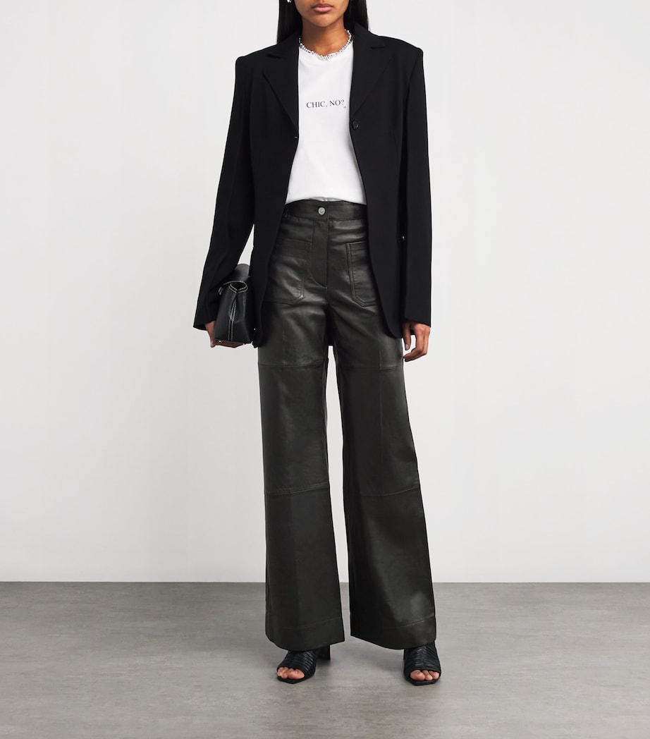 Victoria Beckham Black Leather Alina Trousers