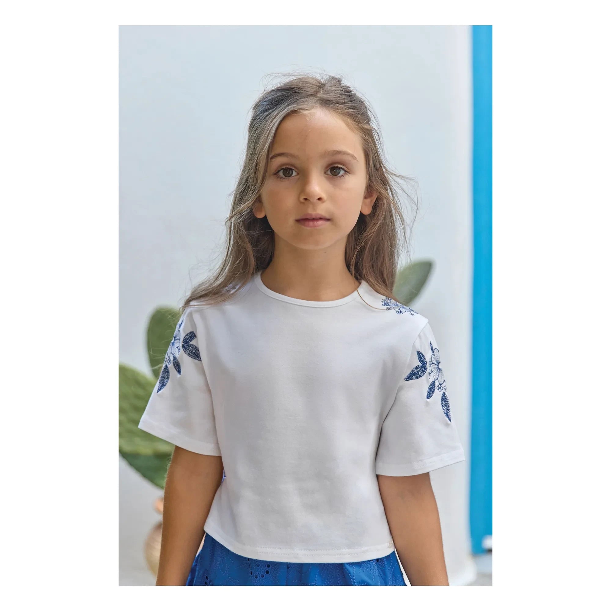 Tartine et Chocolat - Flower Embroidered T-shirt | White