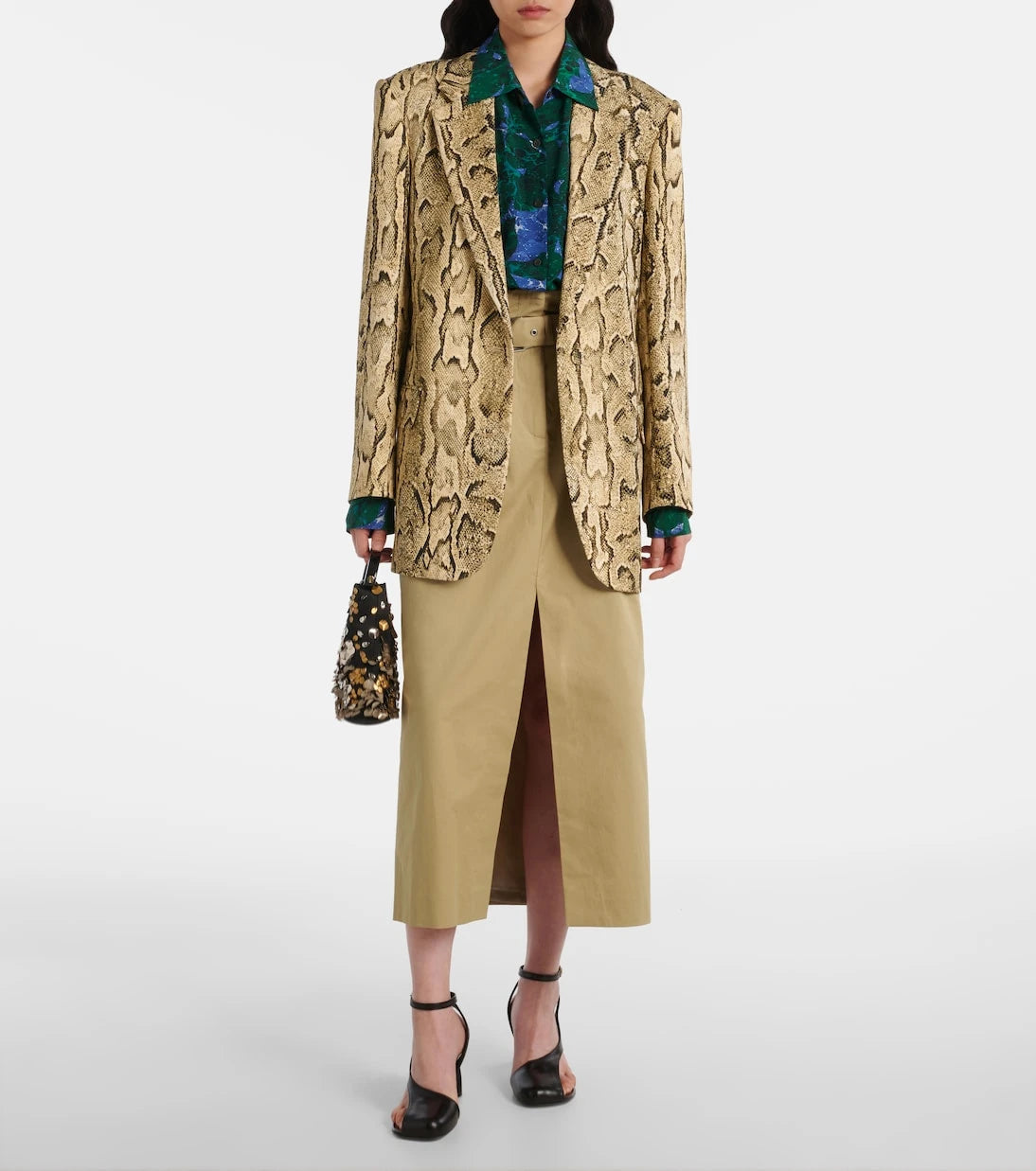 Dries Van Noten - Belted pleated cotton midi skirt