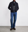 Paul & Shark Blue Wool Panelled Ribbed Zipped Sweater