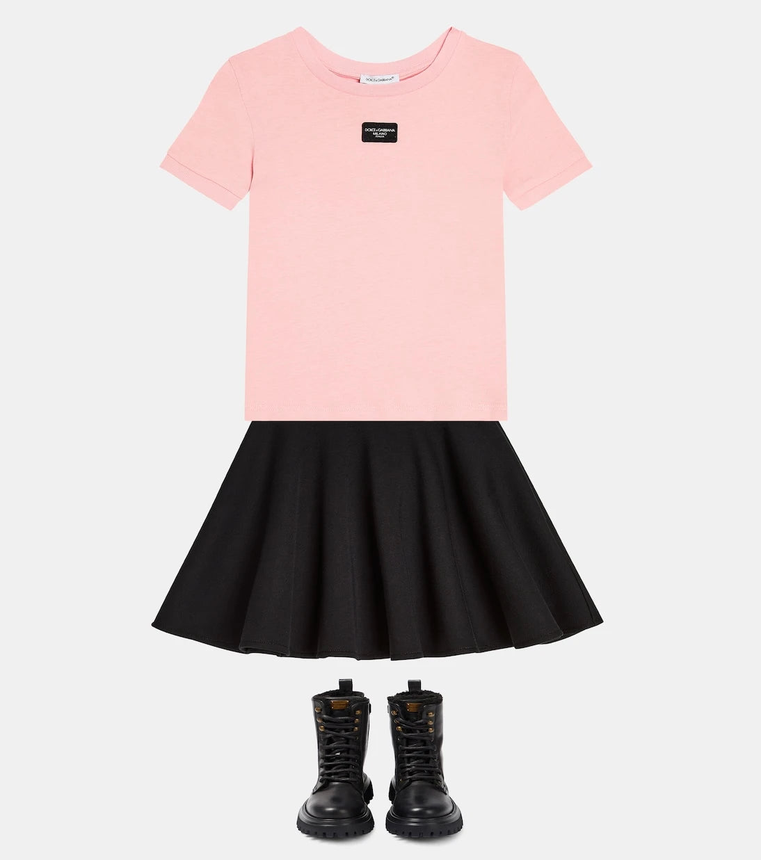 Dolce&Gabbana Kids - تنورة قطنية بليسيه وواسعة