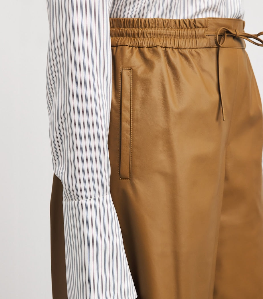 Yves Salomon Yellow Leather Wide-Leg Trousers