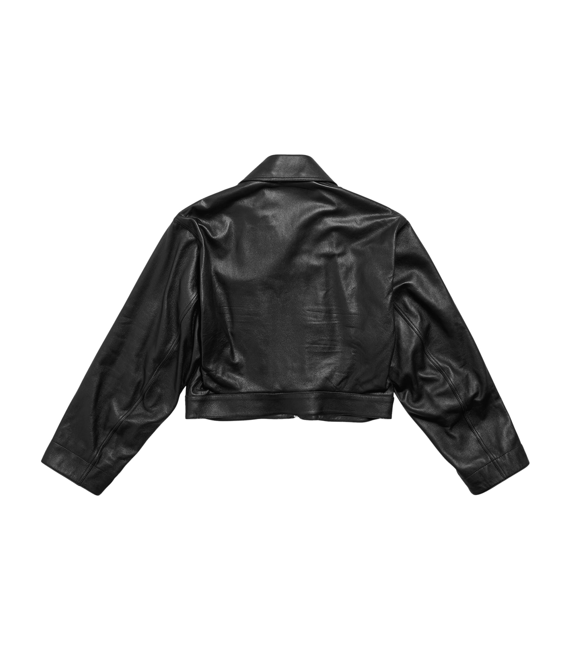 Balenciaga Black Cropped Leather Jacket