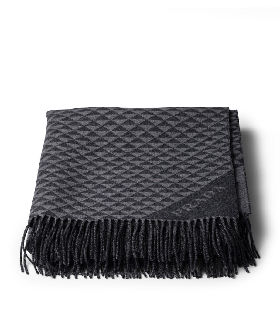 Prada Double Wool-Cashmere Symbole Throw