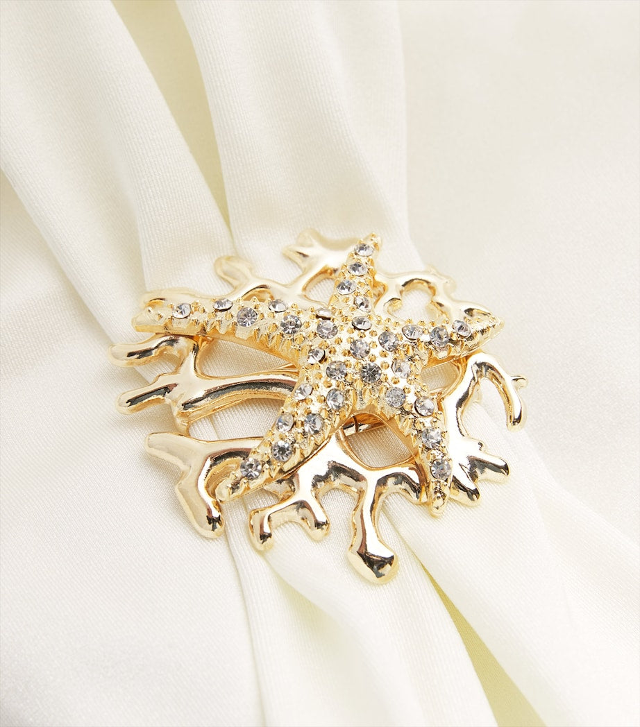 PatBO White Beaded Coral Bikini Bottoms