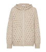 Beige Mohair-Blend Dazzling Net Cardigan