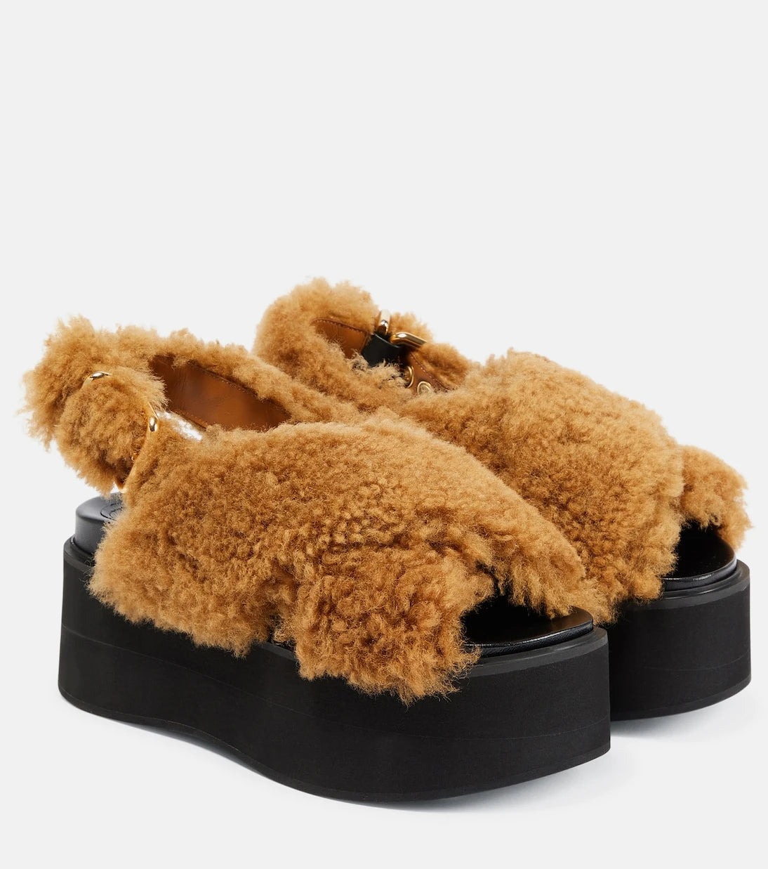 Marni - Fussbett shearling platform sandals