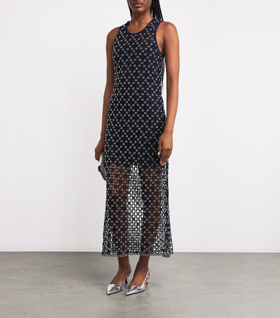 Crochet Beaded Midi Dress NAVY