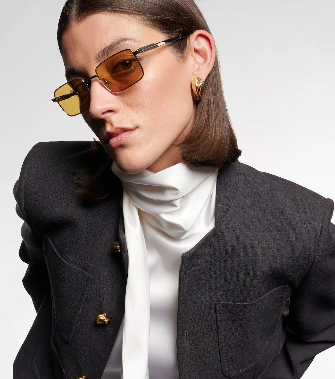 Bottega Veneta - نظارة شمسية مستطيلة ضيقة