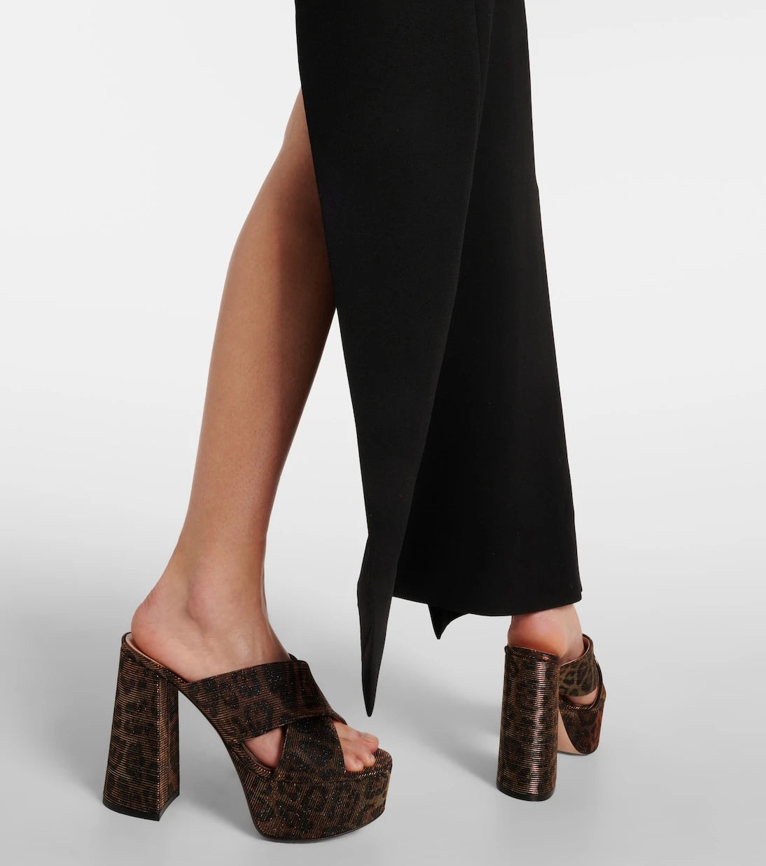 Gianvito Rossi - Leopard-print lamé platform mules