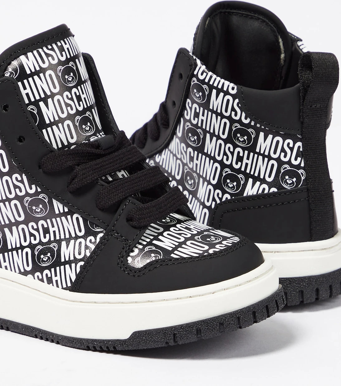 Moschino Kids - Logo high-top leather sneakers