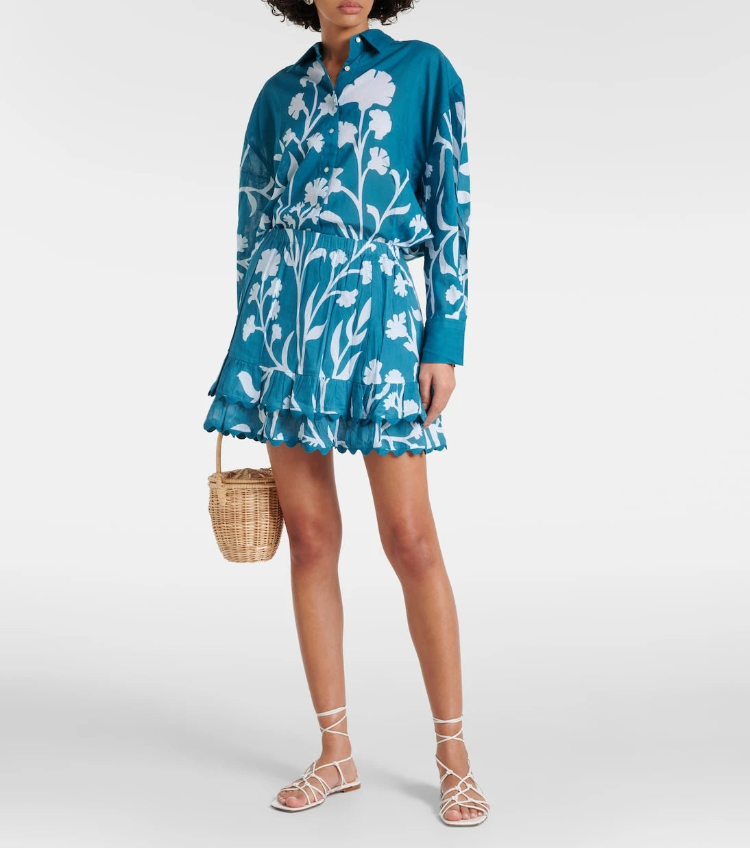 Juliet Dunn - Majorelle tiered cotton miniskirt