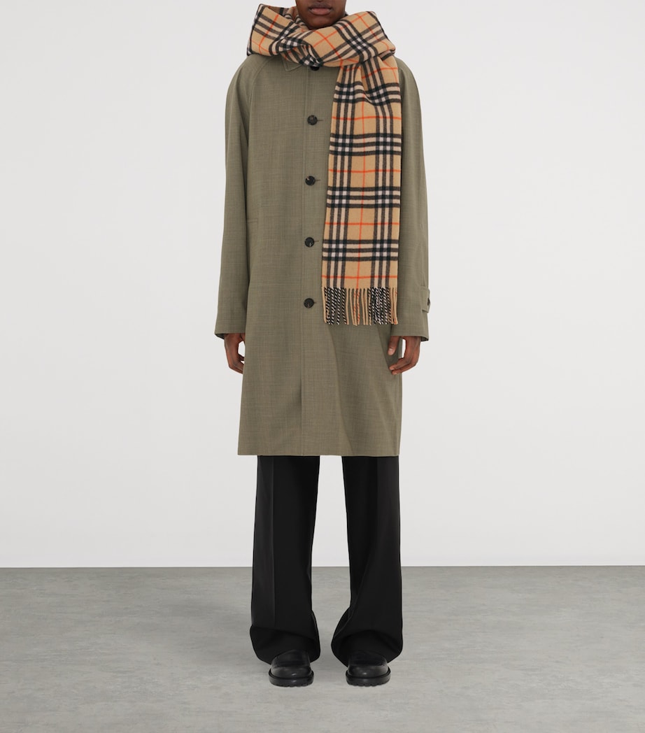 Beige Cashmere Check Hooded Scarf