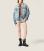 Turquoise Shearling Denim Jacket