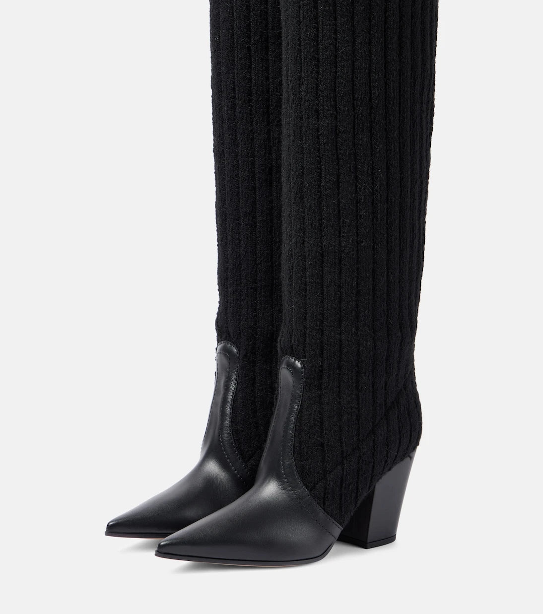 Gianvito Rossi - Leather-trimmed knee-high boots