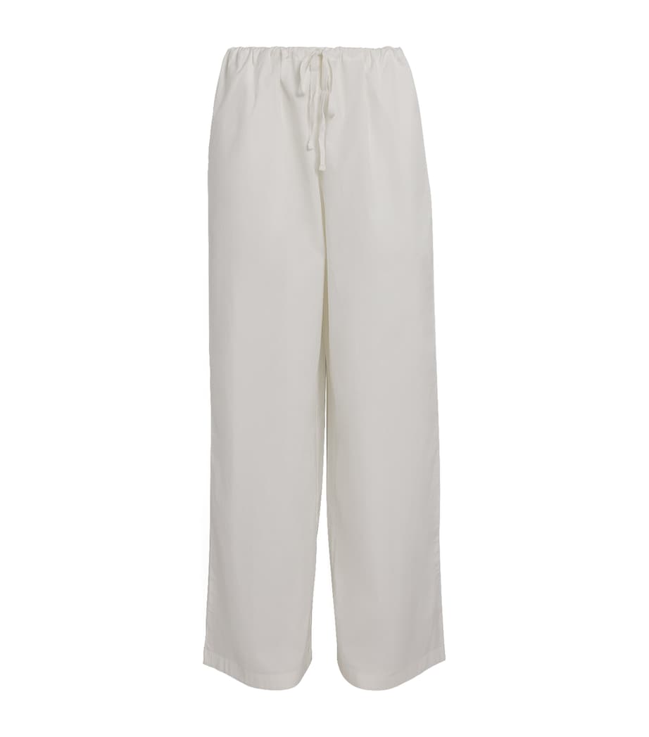Cotton Poplin Wide-Leg Trousers