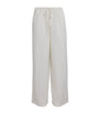 Skims White Cotton Poplin Wide-Leg Trousers