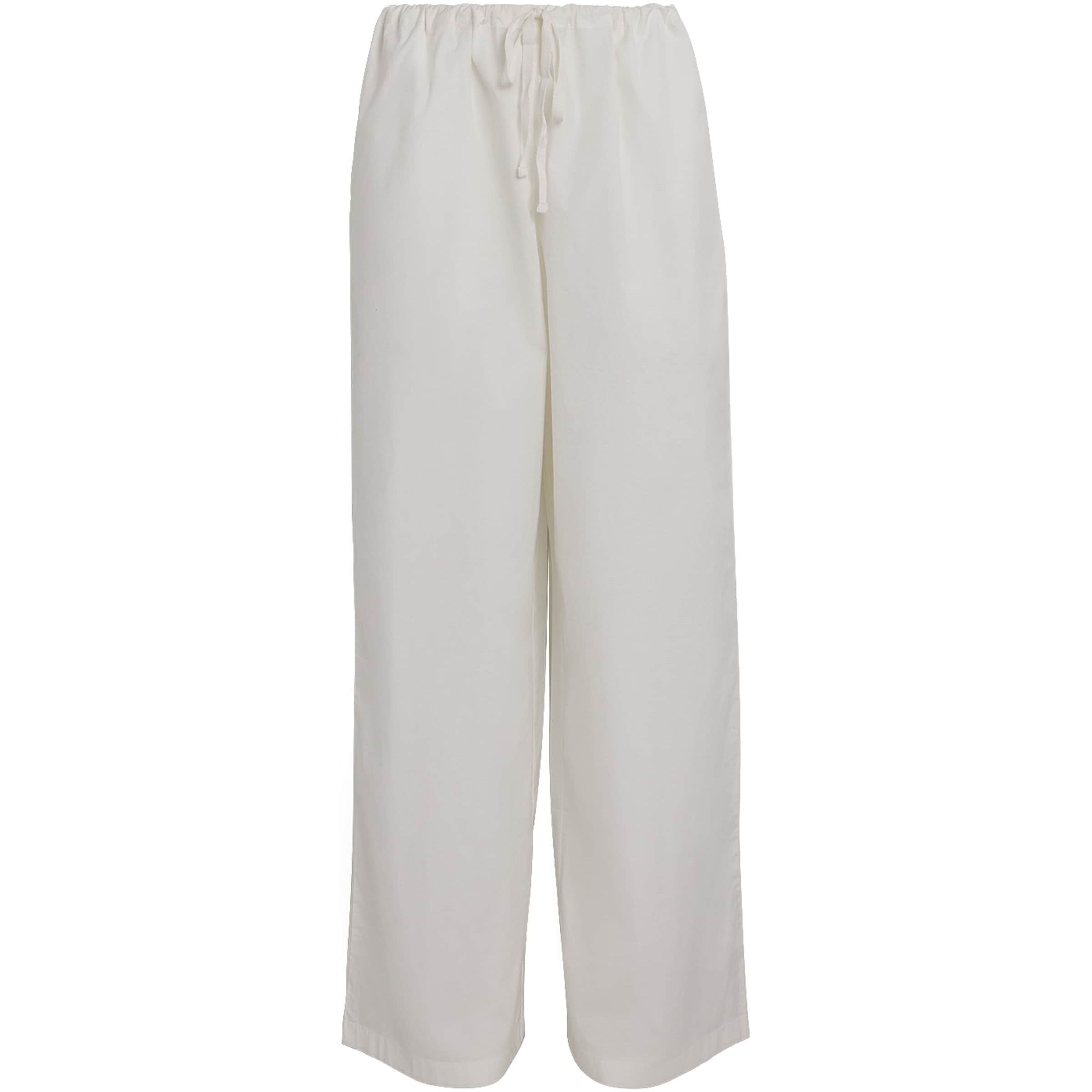 Skims White Cotton Poplin Wide-Leg Trousers
