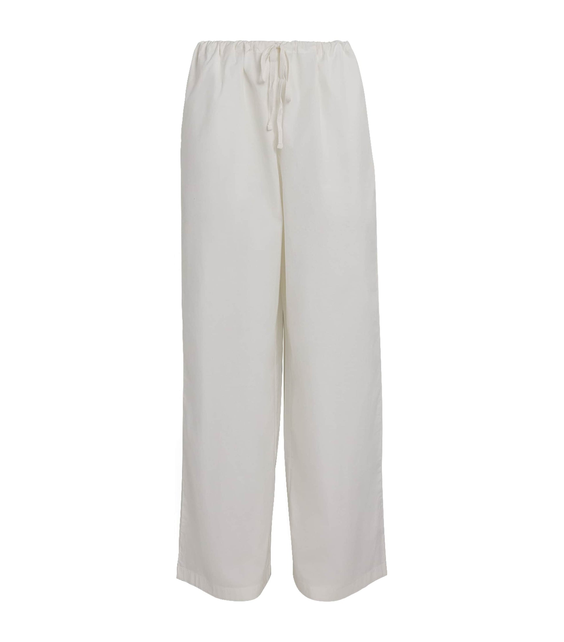 Skims White Cotton Poplin Wide-Leg Trousers