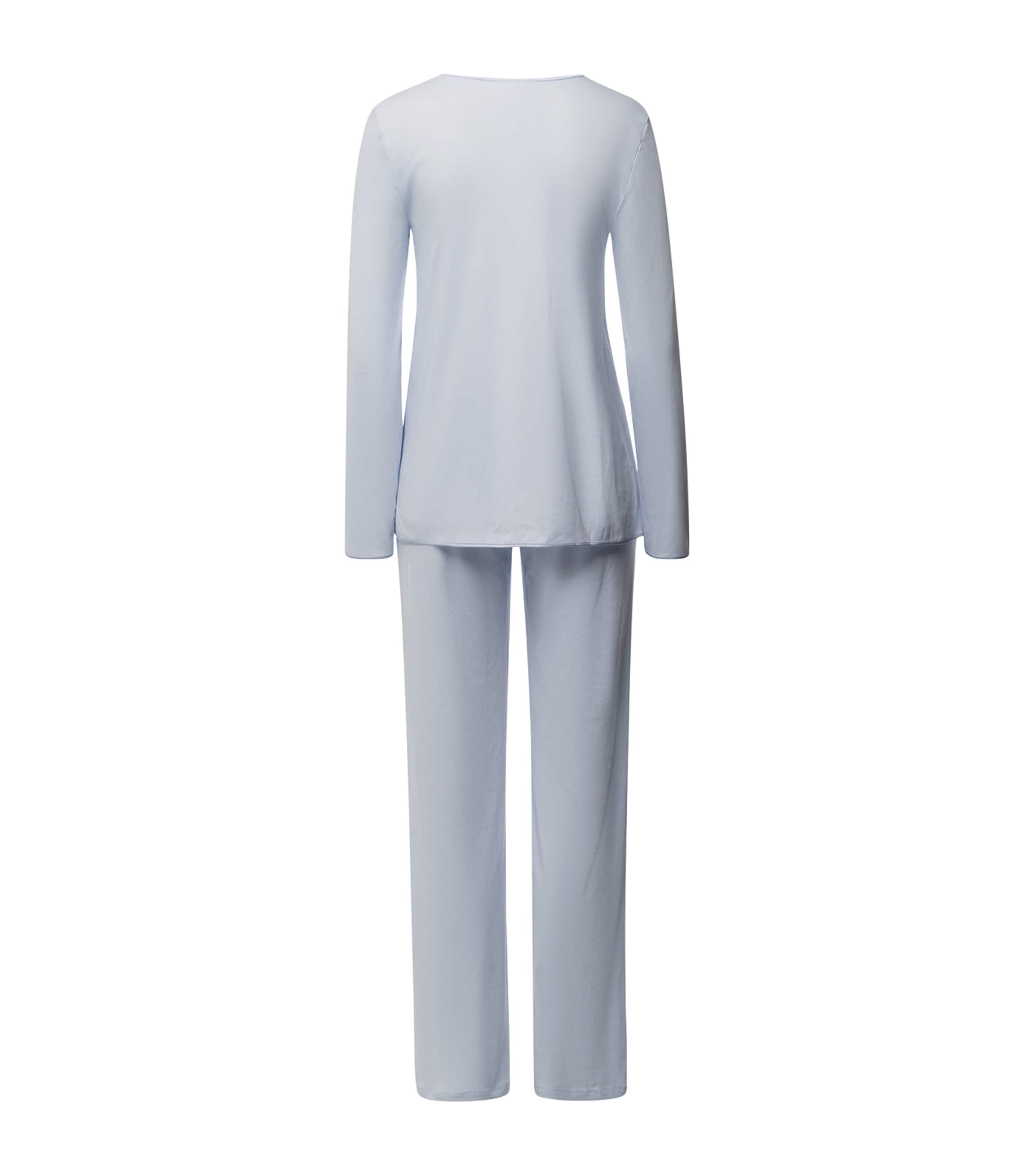 Hanro Blue Cotton Long-Sleeve Pyjama Set