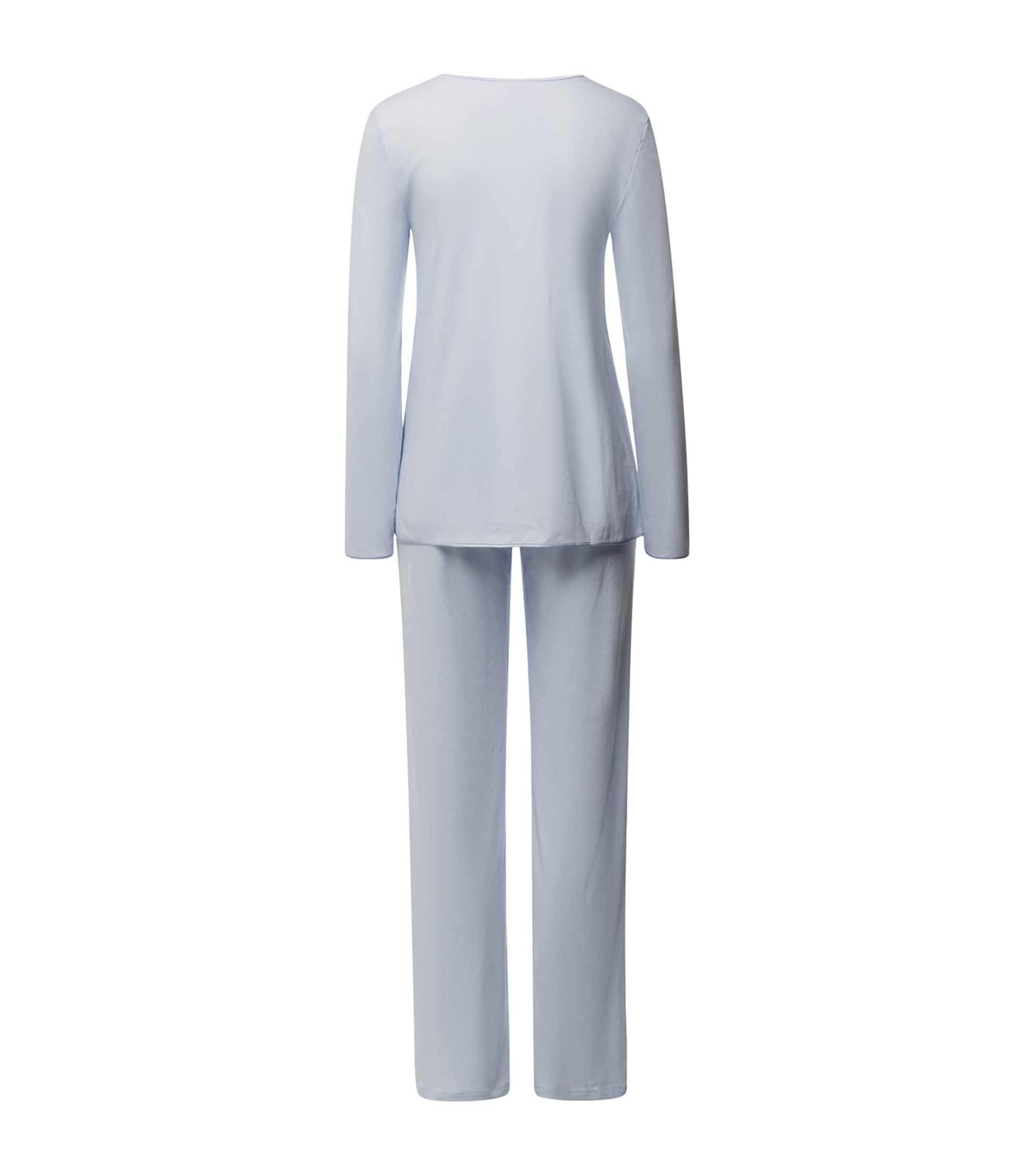 Hanro Blue Cotton Long-Sleeve Pyjama Set