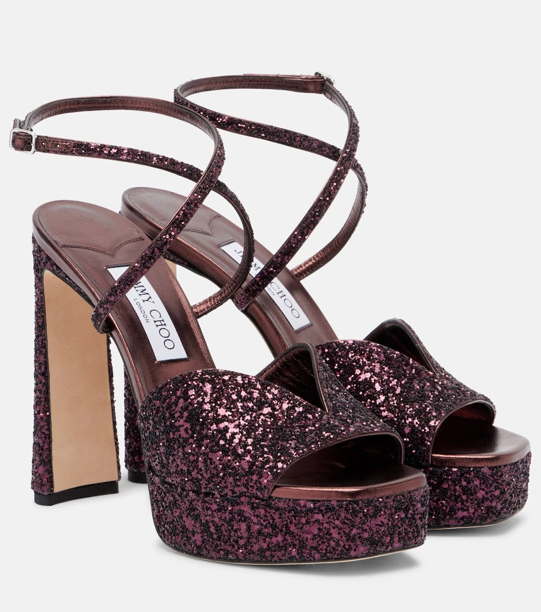 Jimmy Choo - صندل كارلي 125 بلاتفورم براق