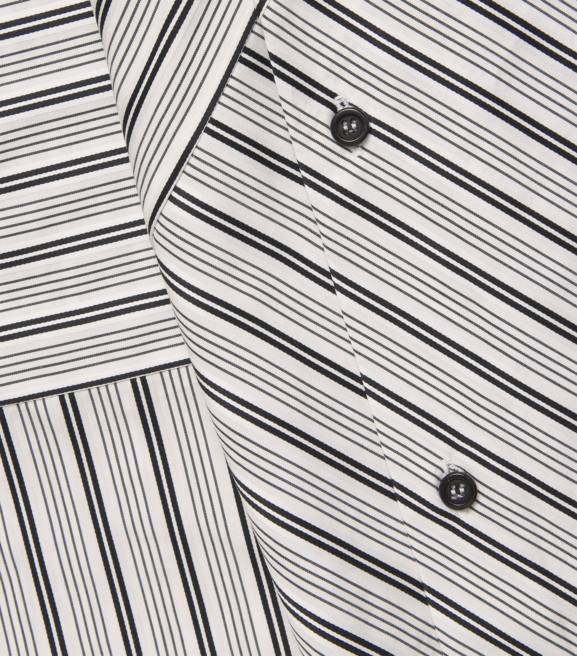 Eskandar Black Stripe A-Line Midi Shirt Dress