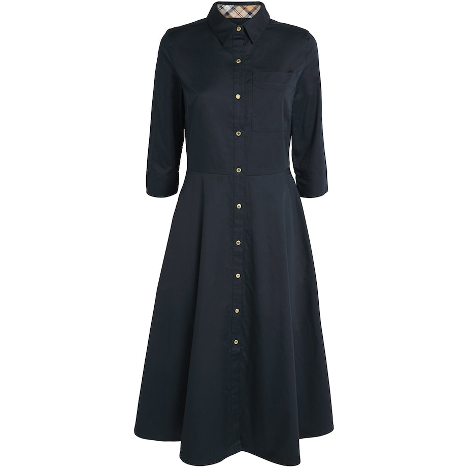 Barbour Navy Waxed Saffron Midi Dress