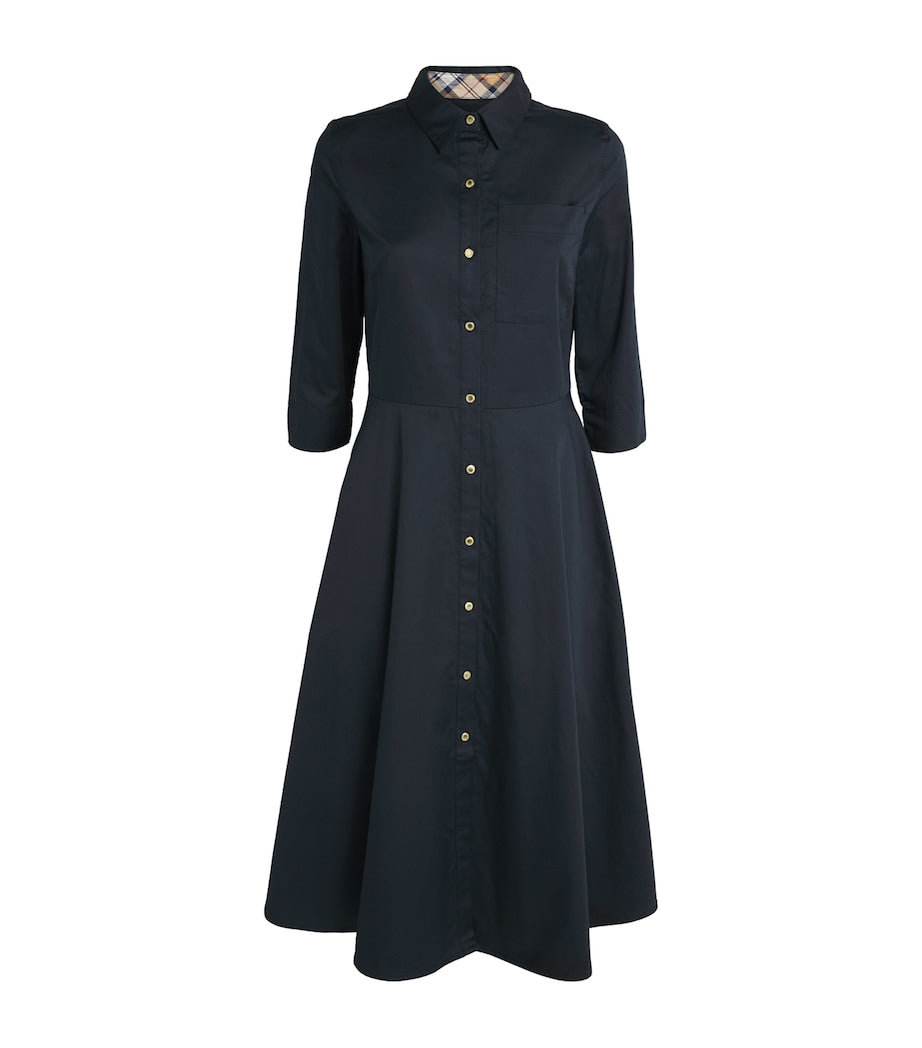 Barbour Navy Waxed Saffron Midi Dress