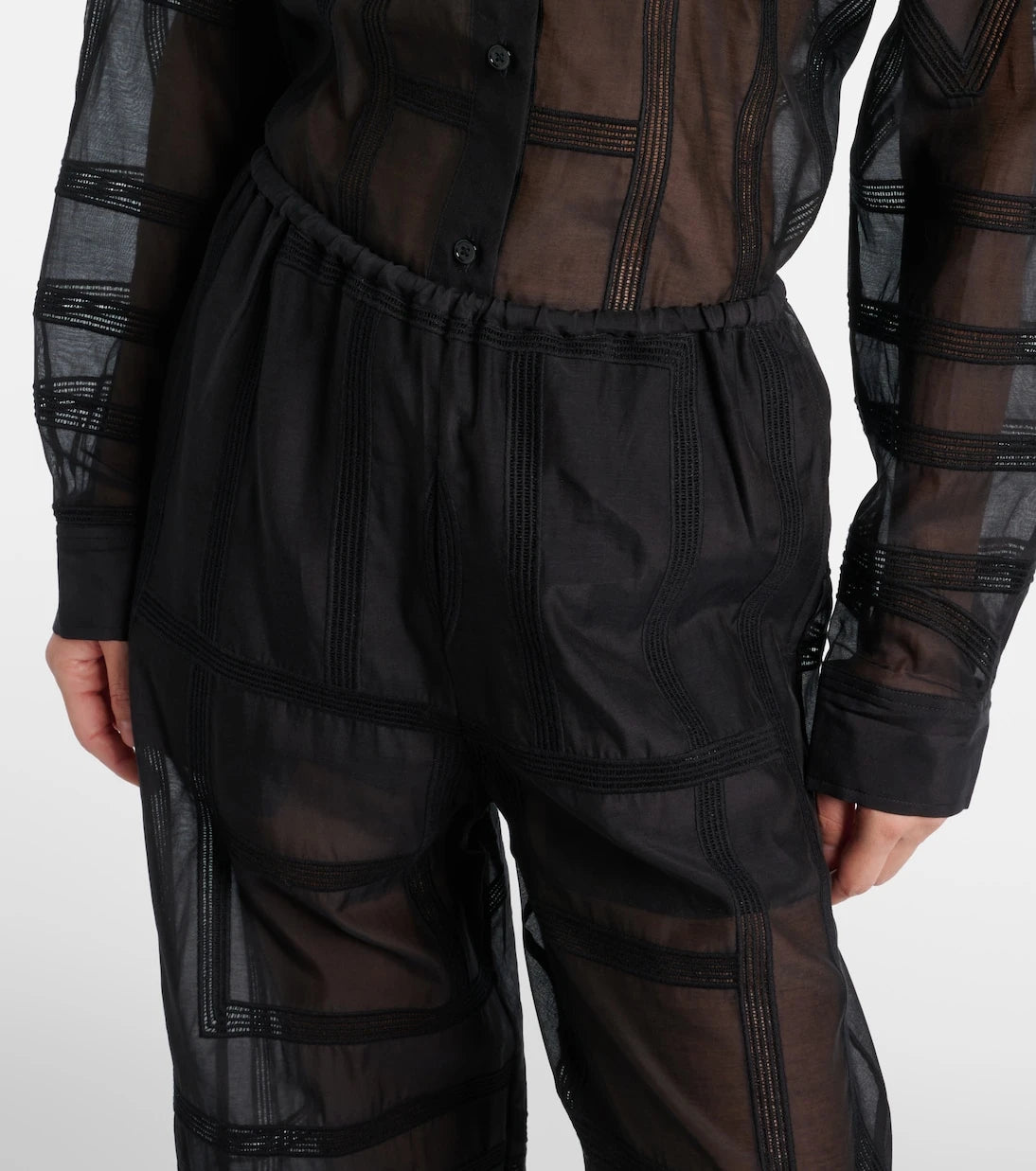 Toteme - Cotton and silk voile wide-leg pants