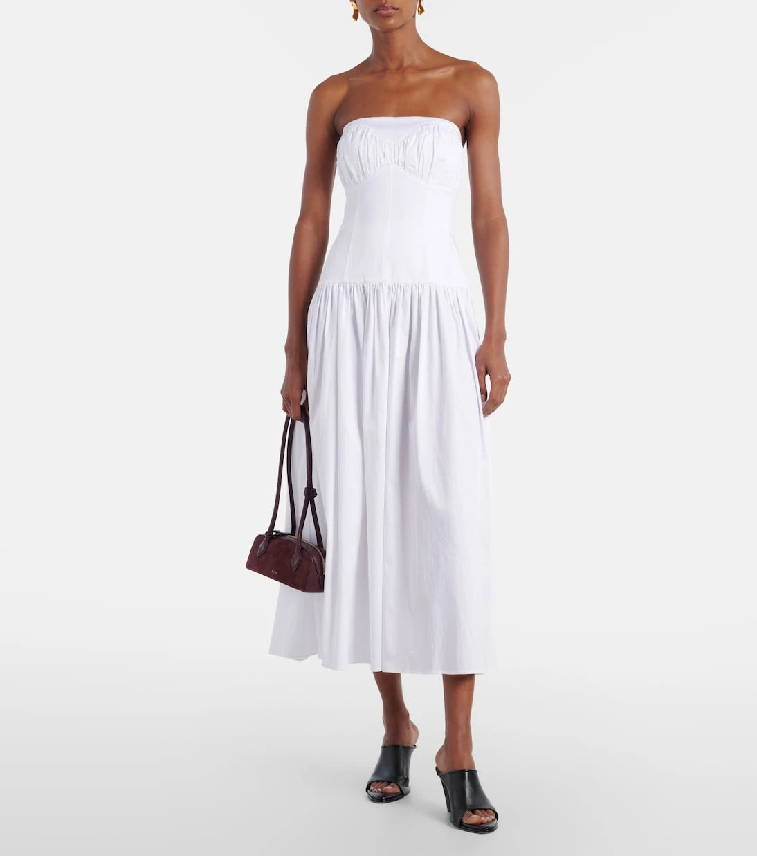 Tove - Lauryn strapless cotton-blend midi dress