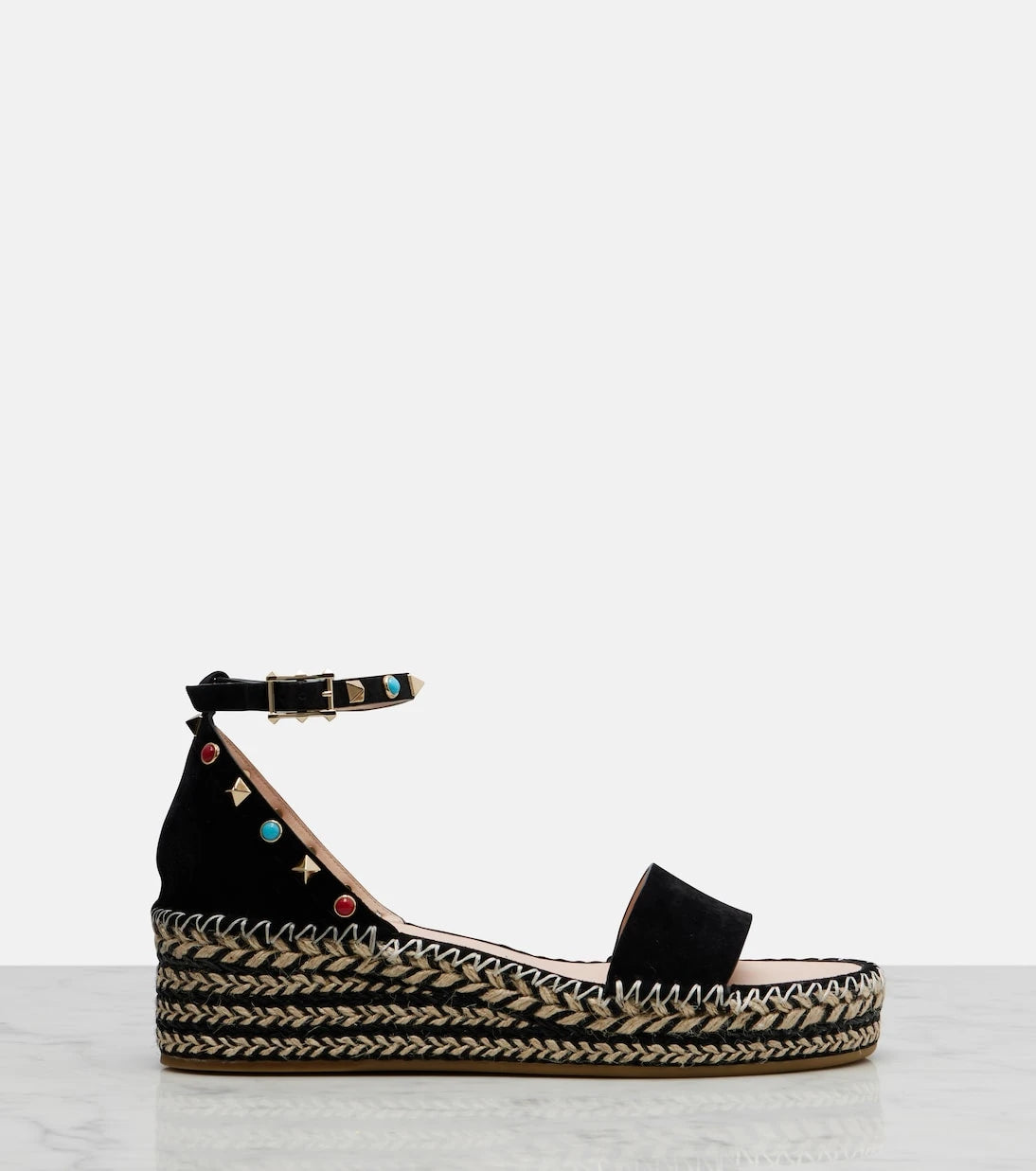 Valentino Garavani - Rockstud suede espadrille sandals